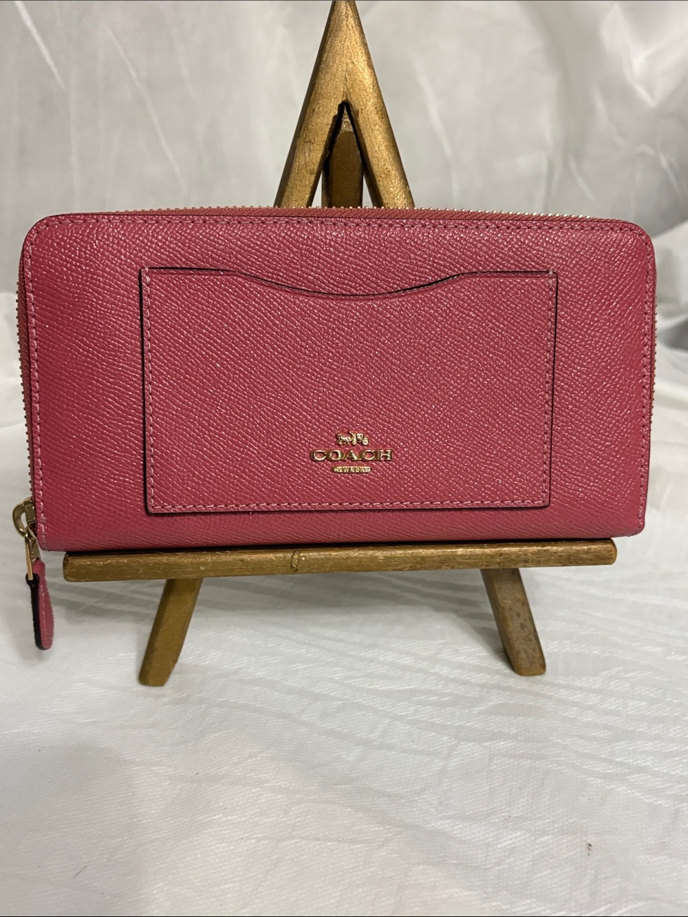 COACH Pink Zip Around Leather Wallet